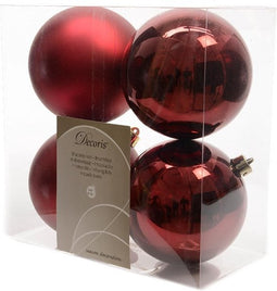 3 stuks Kerstbal plastic glans-mat/100mm/ossenbloed