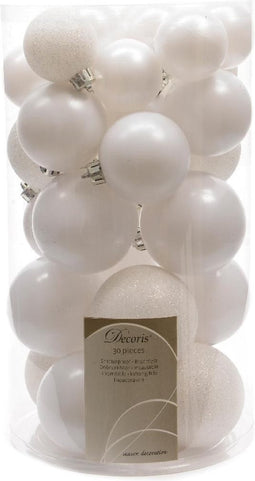 3 stuks Kerstbal plastic glans-mat-glitter assorted winterwit KSD