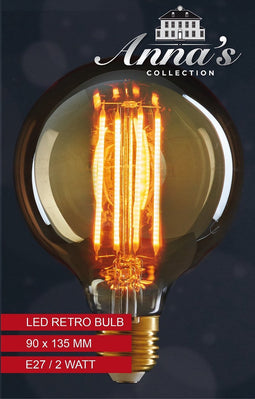 3 stuks LED retro lamp 95x135 mm 2w1800k e27 niet dimbaar gloeidraad 4 stuks 6 cm