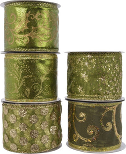 3 stuks! Lint polyester draad l270 cm en b6.3 cm mosgroen