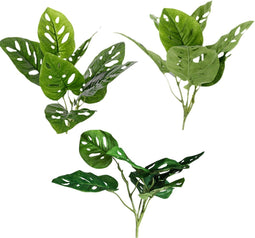 3 stuks - Monstera - Monkey Leaf - Gatenplant - kunstplant - 7 bladeren - Ø 30cm - hoogte: 30cm - zonder pot