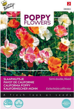 3 stuks Poppies of the world slaapmutsjes dubbelblad gemengdBuzzy