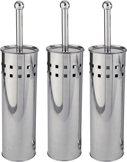 3 Stuks Toiletborstel RVS - Wcborstel Rvs - RVS Toiletborstel in houder - Toiletborstelhouder - Wc borstel - Toiletborstel - Zilver - RVS