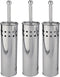 3 Stuks Toiletborstel RVS - Wcborstel Rvs - RVS Toiletborstel in houder - Toiletborstelhouder - Wc borstel - Toiletborstel - Zilver - RVS
