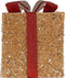 3 Verlichte Geschenkdozen - Goud Met Rode Strik - 15cm, 20cm, 25cm