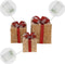3 Verlichte Geschenkdozen - Goud Met Rode Strik - 15cm, 20cm, 25cm
