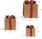 3 Verlichte Geschenkdozen - Goud Met Rode Strik - 15cm, 20cm, 25cm