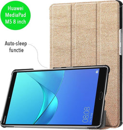 3-Vouw sleepcover hoes - Geschikt voor Huawei MediaPad M5 8.4 inch - goud
