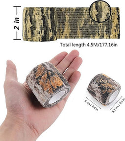 3 x 6 rollen - Camouflage tape, self-adhesive, camouflage tape, outdoor camouflage tape, camouflage stretch bandage, reusable for torch, telescope, bicycle, fishing (5 cm x 4.5 m)