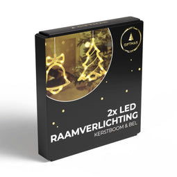 Giftmas LED Hangdecoratie - Kerstbel & Kerstboom - Warm Wit - 14x18,3 cm (2 stuks)