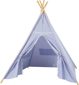 Luxe Tipi Tent Blauw met Lichtjes, 128cm.