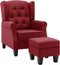 vidaXL Fauteuil met voetenbankje stof wijnrood