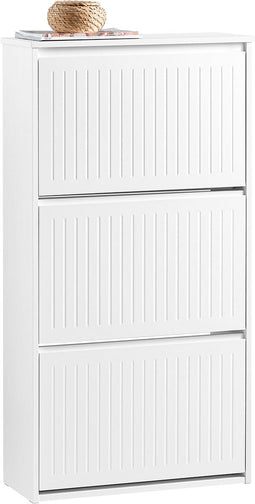 SoBuy FSR165-H-W - Schoenenkast - 3 Flappen - Wit