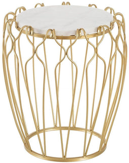 Bijzettafel 50 x 50 x 54,6 cm Gouden Metaal Wit Marmer