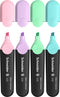 Schneider tekstmarker - Job pastel - assorti 4 stuks - beitelpunt - markeerstift - S-115098