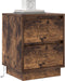vidaXL - Nachttafeltje - met - LED-verlichting - in - Gerookt - Eiken - 39x34.5x50 - cm