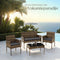 tectake® Wicker tuinset Palese - Zitgroep voor 4 personen - Loungebank met salontafel en 2 tuinstoelen - Waterafstotend - Grijs