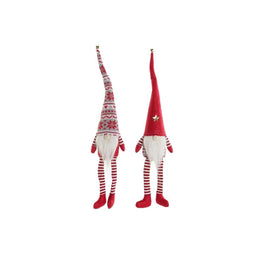 Kerstversiering DKD Home Decor Wit Rood Kabouter 10 x 7 x 57 cm (2 Stuks)