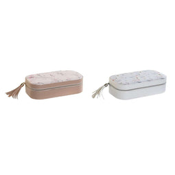 Doos-Juwelenkistje DKD Home Decor Blauw Grijs Kameel Licht Roze Polyurethaan Spiegel 18,5 x 10 x...