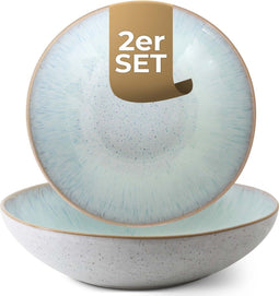 Palmer Bord diep Light Blue Sea 22 cm Blauw Wit Stoneware 2 stuk(s)