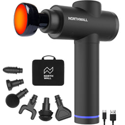 Northwall Massage Gun - Spierherstel en Ontspanning - Inclusief Warmte Massagekop - Zwart