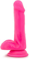 Blush - Neon dildo met scrotum 15 cm dual density - Roze