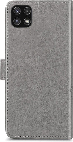 iMoshion Hoesje Geschikt voor Samsung Galaxy A22 (5G) Hoesje Met Pasjeshouder - iMoshion Klavertje Bloemen Bookcase - Grijs