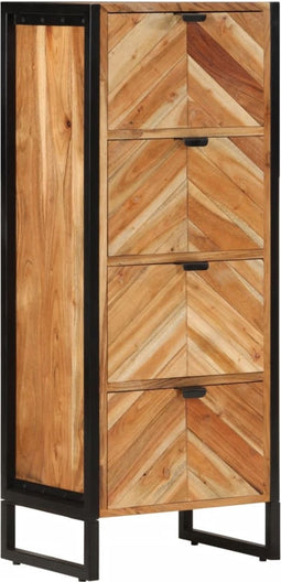 vidaXL - Badkamerkast - 40x30x100 - cm - massief - acaciahout - en - ijzer