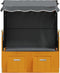 vidaXL - Strandstoel - met - luifel - poly - rattan - en - hout - zwart - en - antraciet