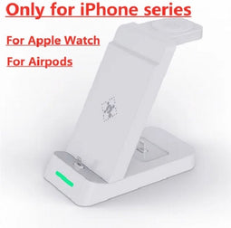 30W 3 In 1 Draadloze Oplader Standaard geschikt voor Iphone 14 12 - Apple Watch - Snel Opladen Dock Station- Wit
