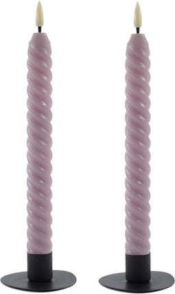 swirl led dinerkaarsen lila 24,5cm - 2 stuks
