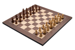 Schaakset - Bord walnoot esdoorn 50x50cm - Schaakstukken no. 4 in houten kist