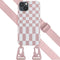 Selencia Hoesje Met Koord Geschikt voor iPhone 13 - Selencia Siliconen design hoesje met afneembaar koord - Roze / Irregular Check Sand Pink