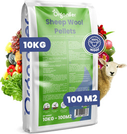 Schapenwol Pellets - 10 Kg Voor 100 M² - Organische Meststof - Verbetert Op Natuurlijke Wijze De Plantengroei En De Bodemvruchtbaarheid - 100% Natuurlijke Meststof - Hoog Stikstofgehalte - Pesticidenvrij - Nk-Meststof 10,5 + 5,3 - Organifer