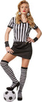 Dressforfun - Vrouwenkostuum Scheidsrechter - Sexy stretchjurk met zweetbandjes - Zwart