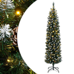 vidaXL - Kunstkerstboom - smal - met - 300 - LED's - 180 - cm