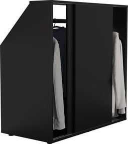 Zwarte Kledingkast - Schuine Wand - Schuifdeuren Kledingstang - 100x100x50 cm