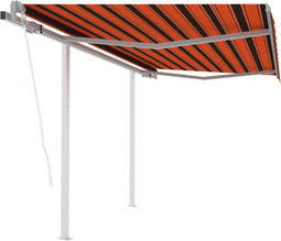 vidaXL - Luifel - automatisch - uittrekbaar - met - palen - 3x2,5 - m - oranje - bruin