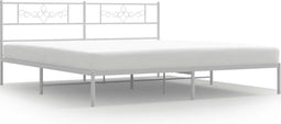 vidaXL - Bedframe - met - hoofdbord - metaal - wit - 180x200 - cm