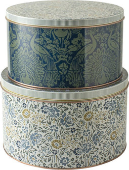 Laura Ashley Storage Collectables Koekjestrommels - Bewaarblik rond - Koekblik - Set van 2 - Daniela en Peacock Geel