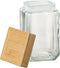 J-Line voorraadpot Brad - glas/bamboe - transparant/naturel - large
