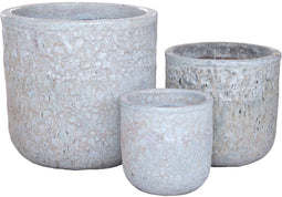 PTMD Matija White Round Ceramic Pot Rough Finish SV3