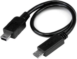 StarTech.com UMUSBOTG8IN - USB OTG Kabel Micro USB naar Mini USB 20 cm - Zwart