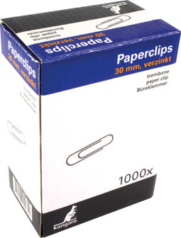 Kangaro paperclips - 30 mm - rond - 1000 stuks - verzinkt - K-10030-1000