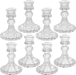SuproBarware ZT-SHORT8 - Kandelaarhouders - 8 stuks set van taps toelopende en streep kandelaars (8 stuks)