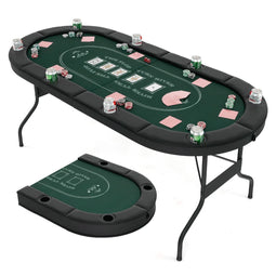 Coast Opvouwbare Pokertafel - Voor 8 Spelers - Gevoerde Armsteun & Bekerhouders - Zwart
