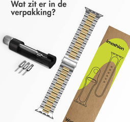 imoshion Stalen bandje - Geschikt voor Apple Watch 1, 2, 3, 4, 5, 6, 7, 8, 9, 10 (42 mm), SE - 38/40/41 mm - Zilver - One Size