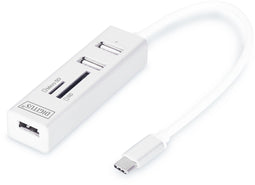 Assmann DA-70243 - USB 2.0-hub 3 poorten - USB-C stekker met OTG-functie - Wit