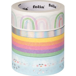 Washi tape folia hotfoil rainb 15mmx5m en 10mmx5m | Pak a 4 stuk