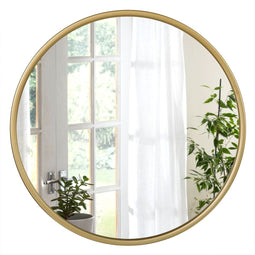 Woltu Ronde Wandspiegel 50 x 50 cm - Gouden Frame - Luxe Design - Geschikt voor Badkamer Slaapkamer Hal